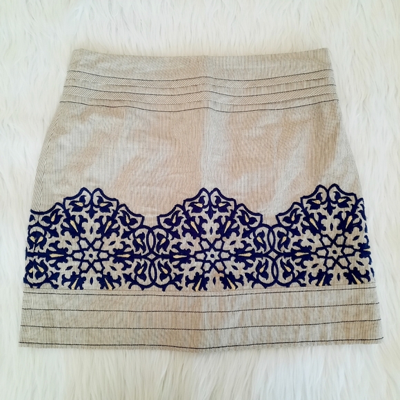 Vintage Anthropologie Floreat linen blend embroidered skirt 6 - Picture 10 of 10